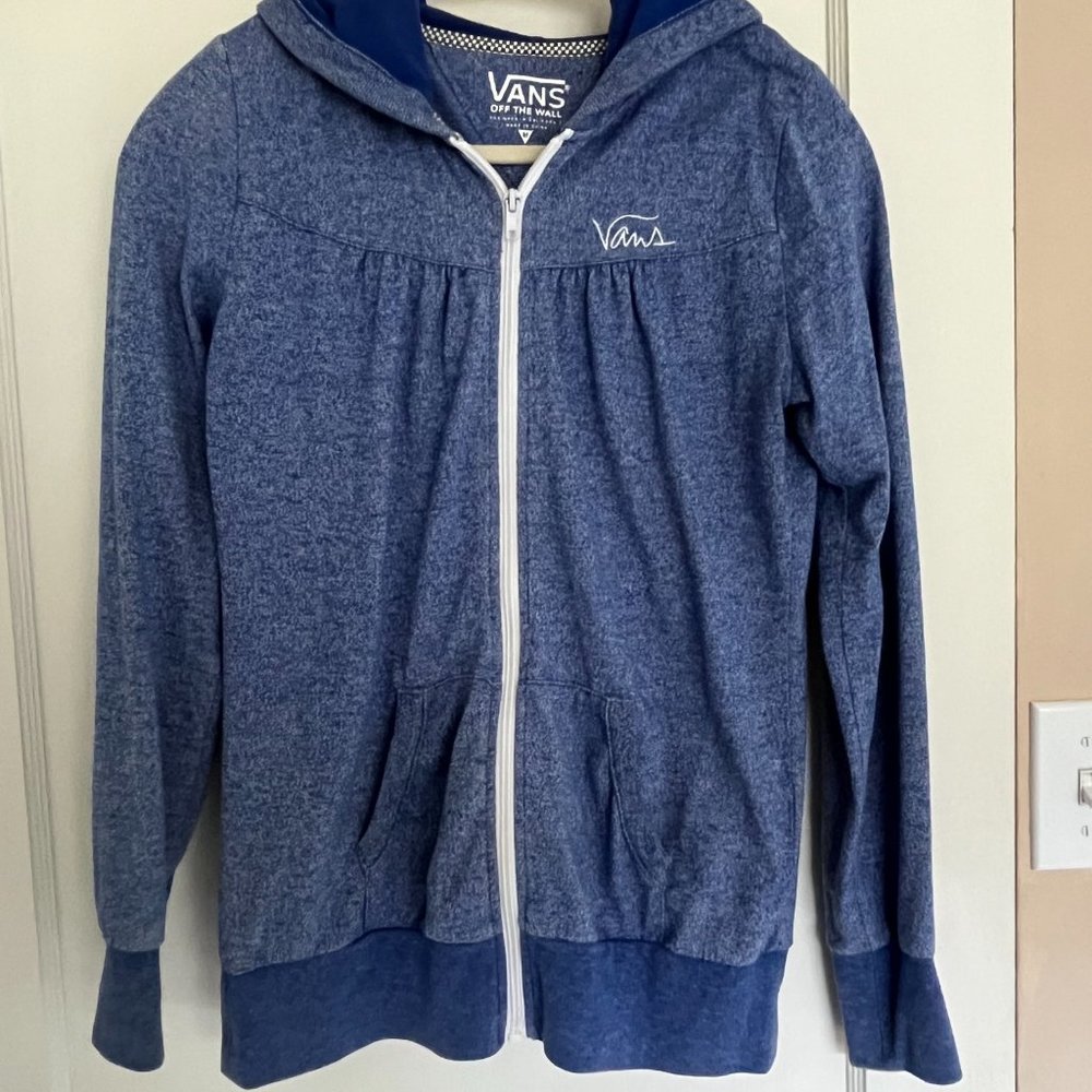 Vans Blue Woman Pleated Chest Zip-up Hoodies